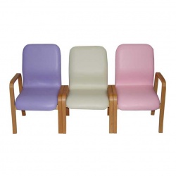 Wooden Waiting Room Chair with Arms. Triple